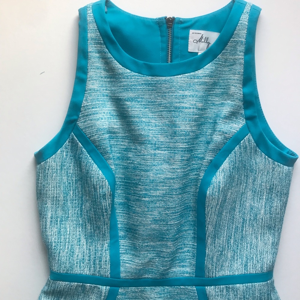 Milly Jamie dress in aqua tweed - Picture 7 of 15
